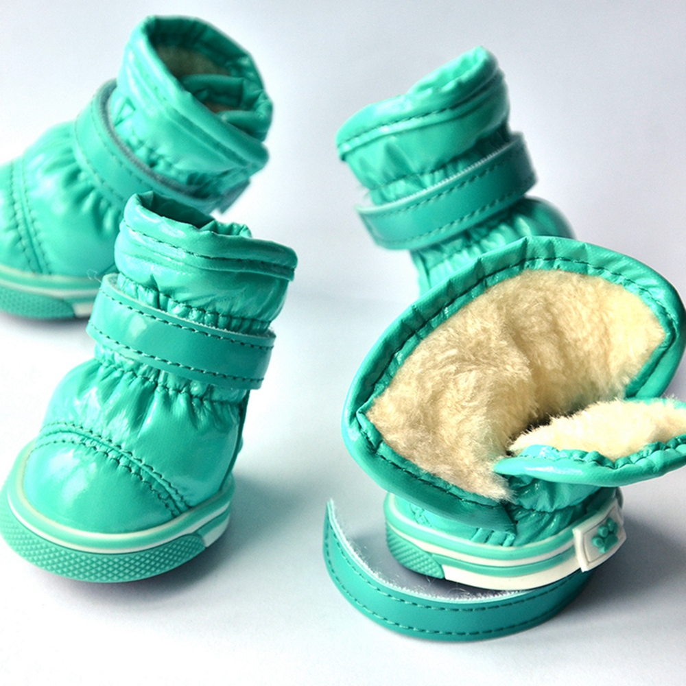 4 Pcs/Set Warm Dog Snow Boots Waterproof Anti-Slip Dog Shoes Outdoor Dog Boots For Small Medium Dog Chihuahua Pet Supplies