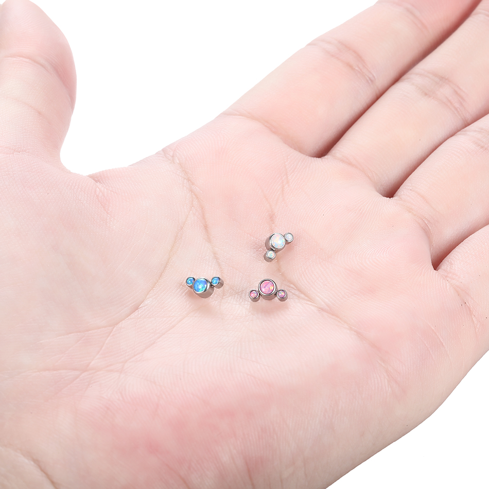 1PC Titanium Internally Threaded Ends Piercing Opal Dermal Top Earring Conch Helix Piercing Nose Medusa Lip Piercing Sex Jewelry