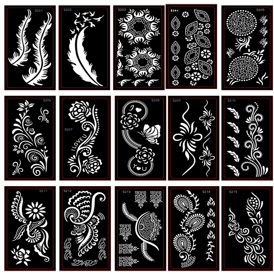 d Tattoo Hand pcs Mehndi Henna Stencils Women Body Paint Self Adhesive Reusable Mandala Indian Wedding Painting Kit Tools ing