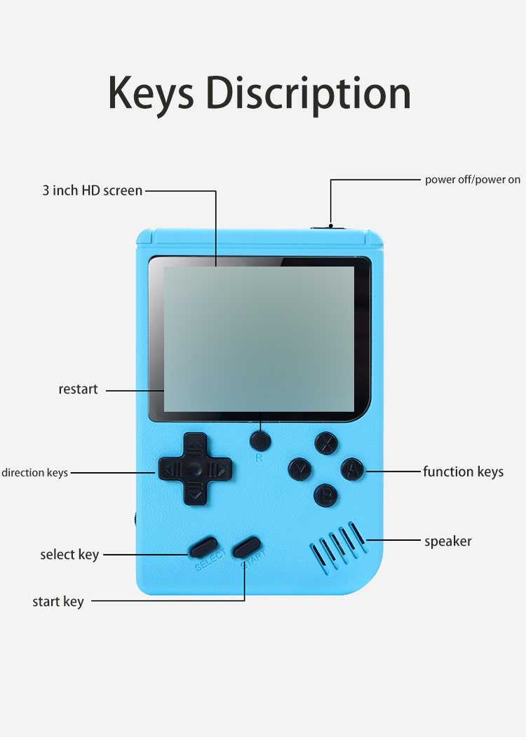 400 500 800 Games In 1 Classic Game Console Retro Portable Mini Handheld Video Game Consoles 8 Bit 3.0 Inch Color LCD Kids Color Game Player