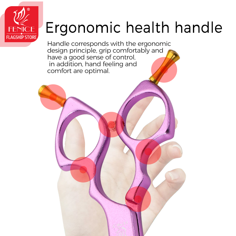 Fenice 6.5 Inch VG10 Steel Professional Pet Scissors Dog Grooming Shears Thinning Rate 30%