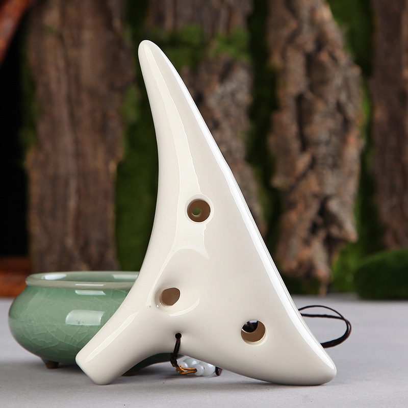 Alto C Ocarina With White Flower Element Music Instrument Chinese 2025 High Quality Woodwind Easy To Learn new 12 Holes