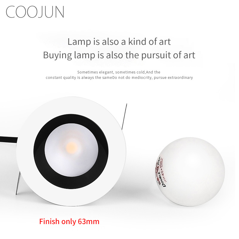 COOJUN LED Mini Spotlight 5W Recessed Downlight Anti-glare Bordered Spot Light Aluminum Ceiling Lamps 110-240V Indoor Lighting