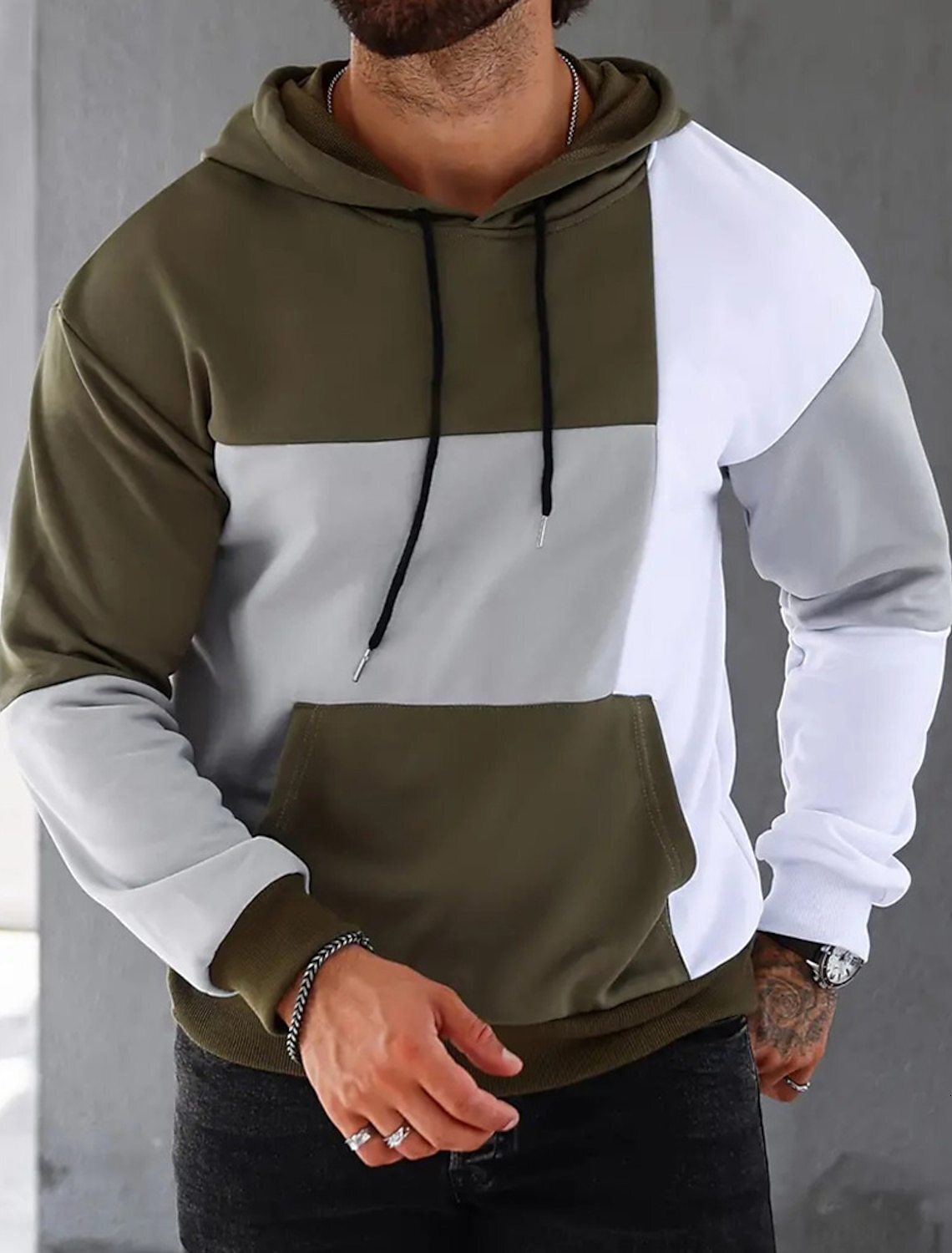 Designer 3D hooded sweatshirt with color blocked pattern for men, original factory