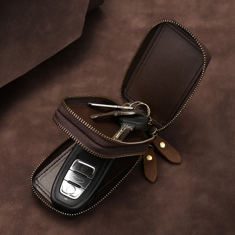 Genuine Leather Key Wallet Keychain Zipper Men Car Key Holder Case Housekeeper Pouch Bag High Quality Designer Key Purse Women
