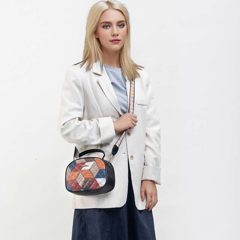 2024 new color blocked ethnic style single shoulder crossbody bag women, fashionable handbag for women