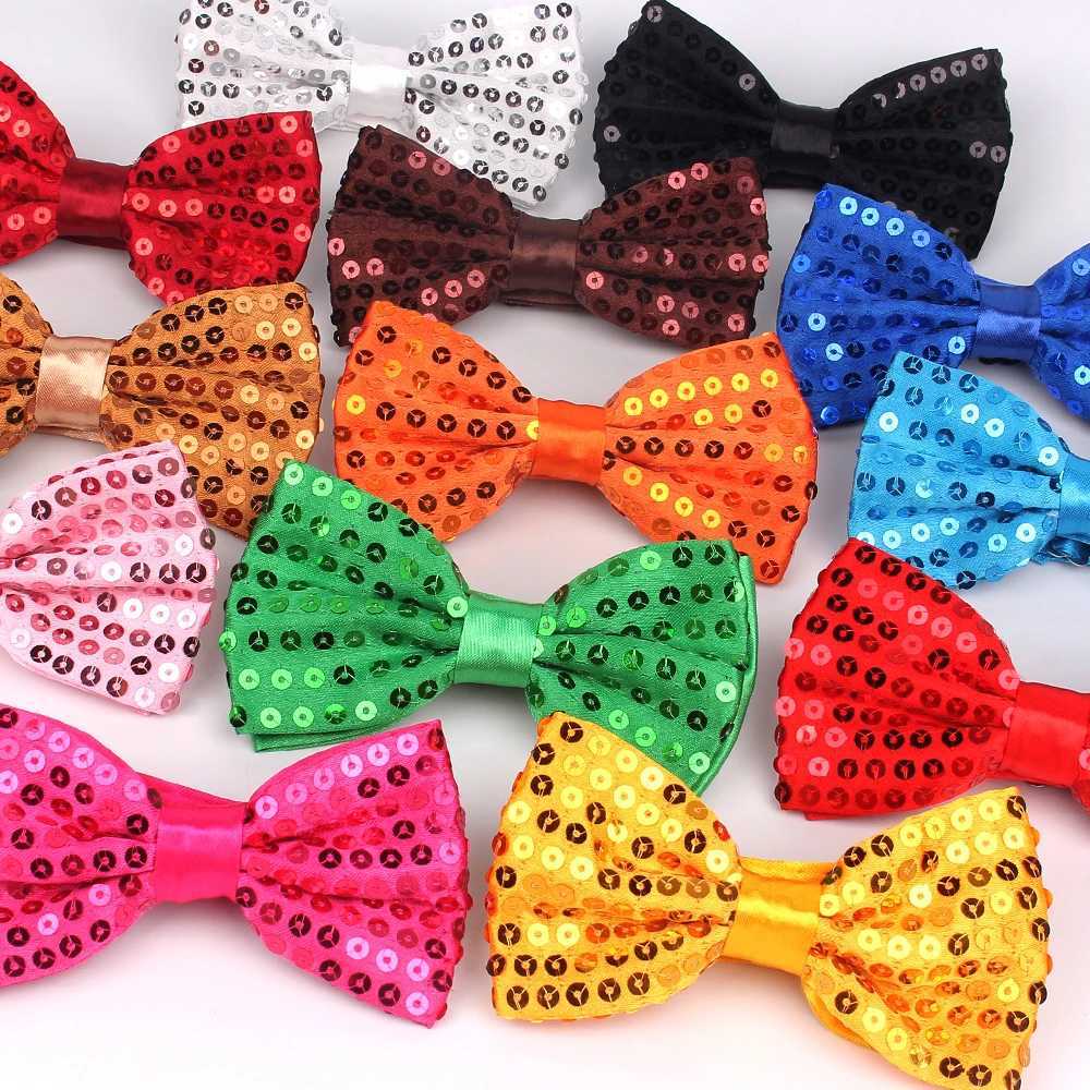 Fashion Bow Tie Men Women Classic Sequins Bowtie For Wedding Party Bowknot Adult Mens Bowties Cravats Yellow TieX241109
