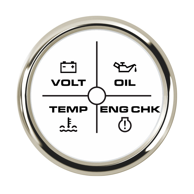 52 mm Alarm Gauge Meter Volt/Oil/Water Temp/Check Engine 4 LED Alarm Indicator Gauge For Car Boat 9~32V With 7 Colors Backlight