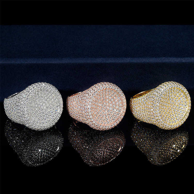 luxury Gra certificated rose gold iced out hip hop moissanite ring men vvs