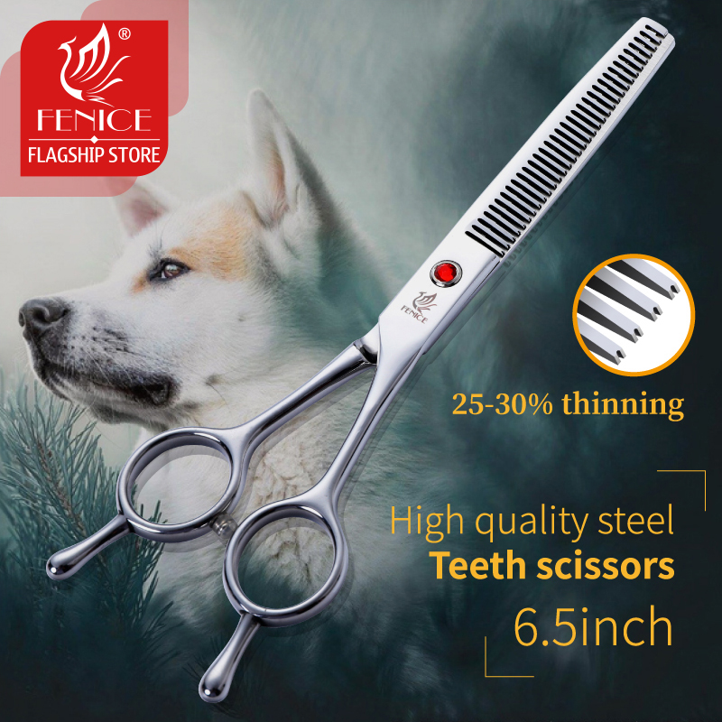 Fenice Dog Scissors 6.5 inch pet dog grooming scissors pet thinning trimming scissors shears for dogs 25-30% rate
