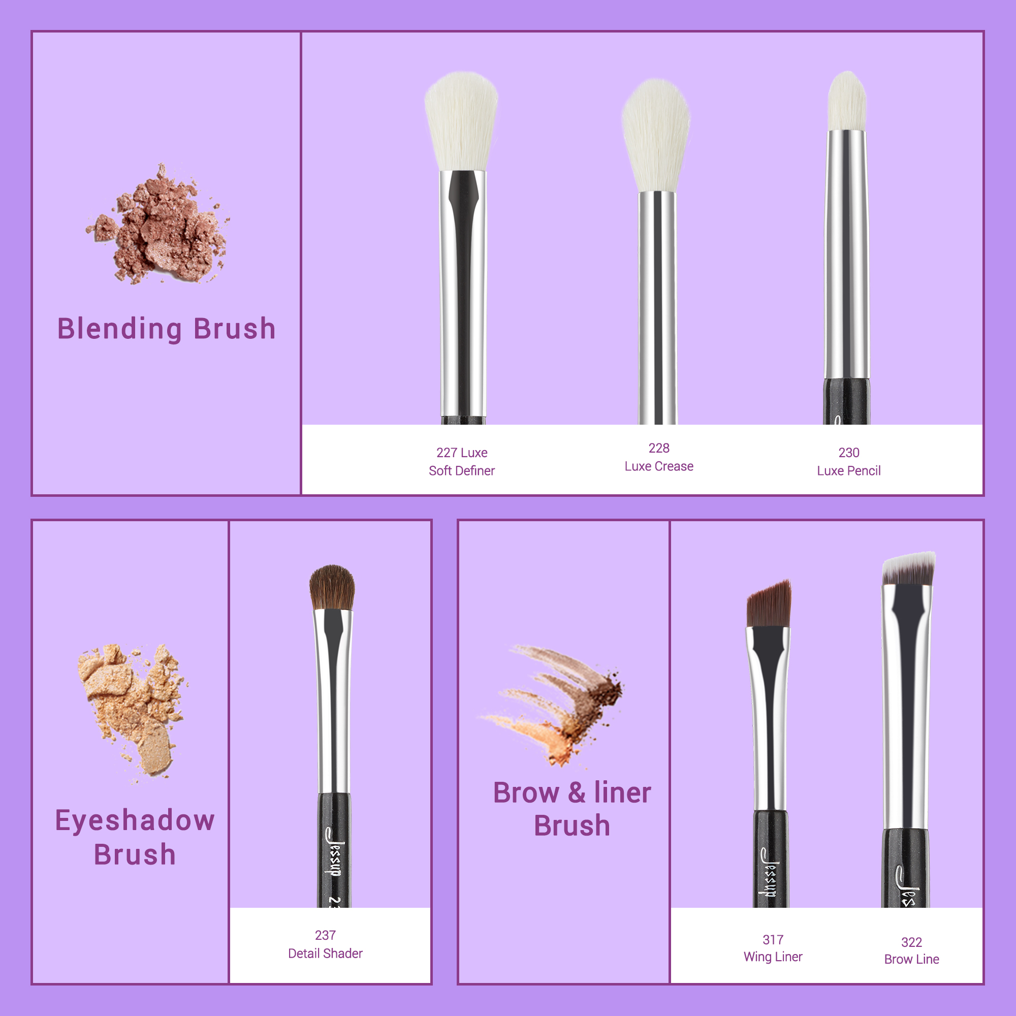 efaea Eye pcs Jessup Brushes set Professional Makeup Set Beauty Shadow Blending Natural synthetic hair Black Sier