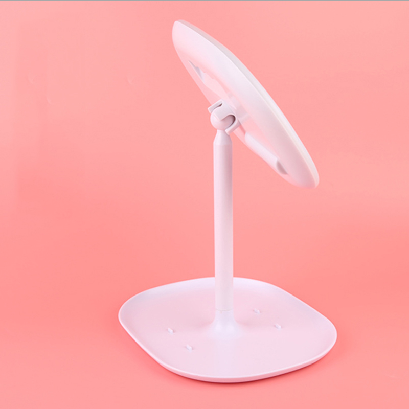 LED Makeup Mirror Touch Tricolor Light 360 ° Rotating Portable Beauty Mirror Removable Makeup Mirror Bottom Storage Box