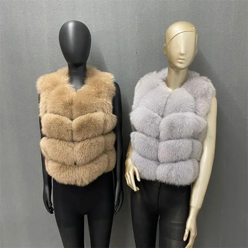 Natural fur vest for women in winter and autumn warm vest made of natural fur for women 241108