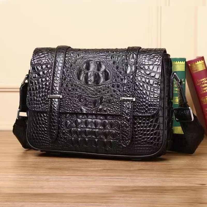 Men's bag sacos de ombro Genuine Leather men's shoulder bag Briefcase Crocodile pattern cowhide bag high quality crossbody bags