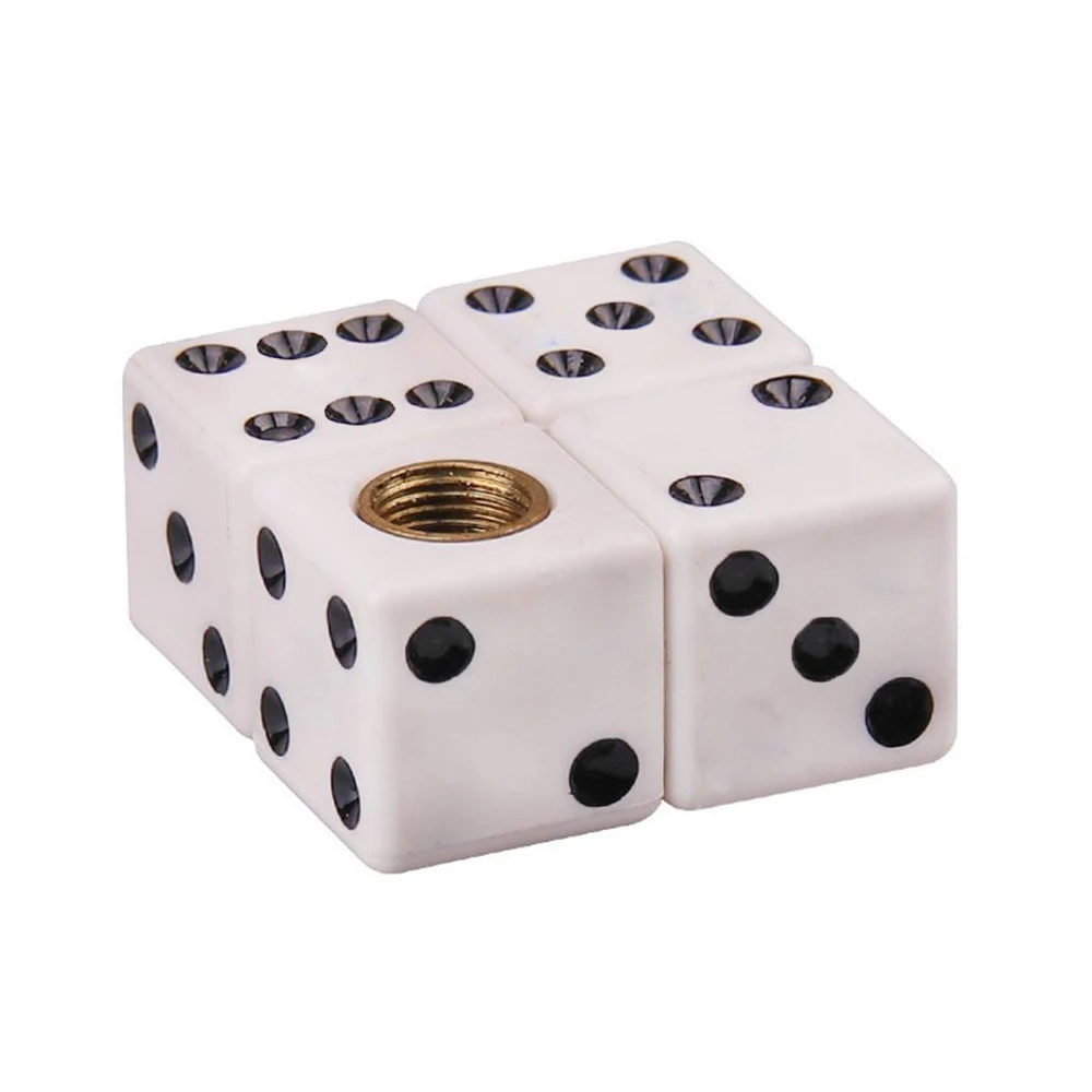 New 4Pcs Car Tire Valve Stem Caps Dice Styling Car Truck Bike Wheel Tires Valves Tyre Stem Air Caps Hot Sale High Quality
