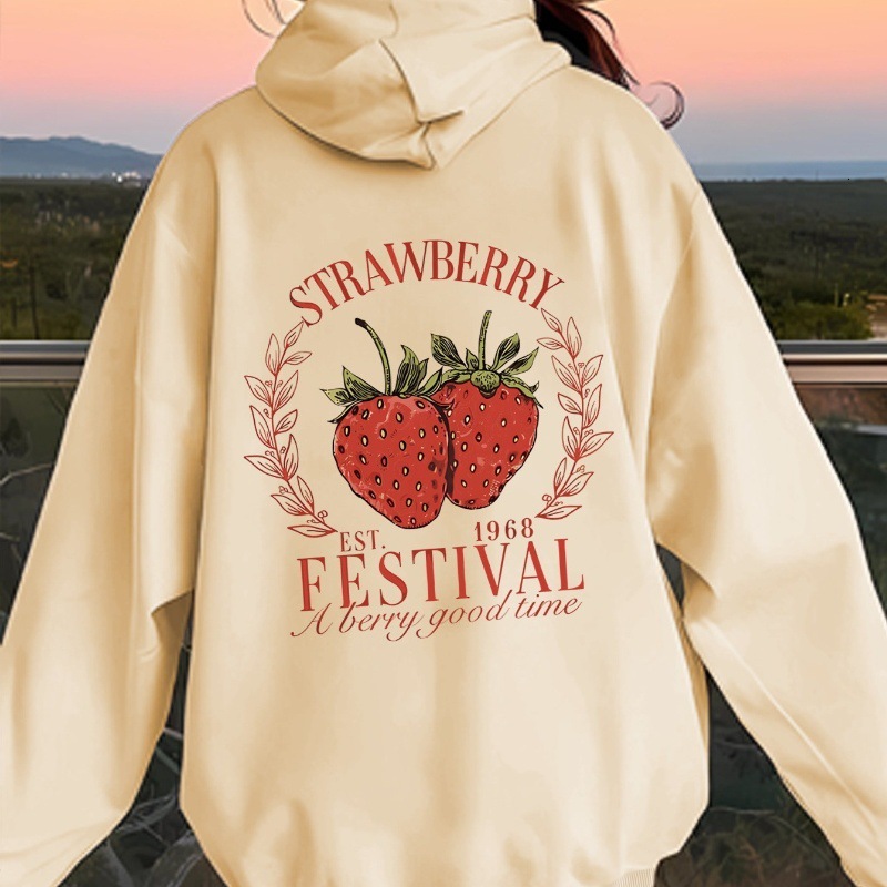 2024 Designer Women's Shoulder Sleeves Fashion Casual Letter Cherry Hoodie Printed Autumn/Winter Edition