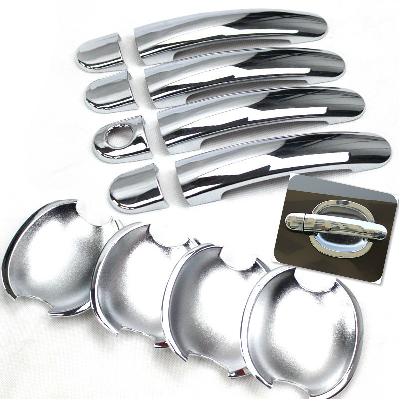 FUNDUOO For Skoda Fabia / Octavia 2008 2009 2010 2011 2012 2013 New ABS Chrome Car Door Handle Cover Cup Bowl Trim Sticker