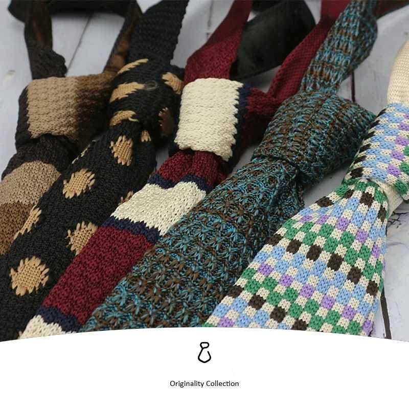 5.5CM Fashion Knitted Ties For Men Navy Brown Striped Neckties College Student Narrow Design Woven Cravat Plaid Shirt AccoryX241109