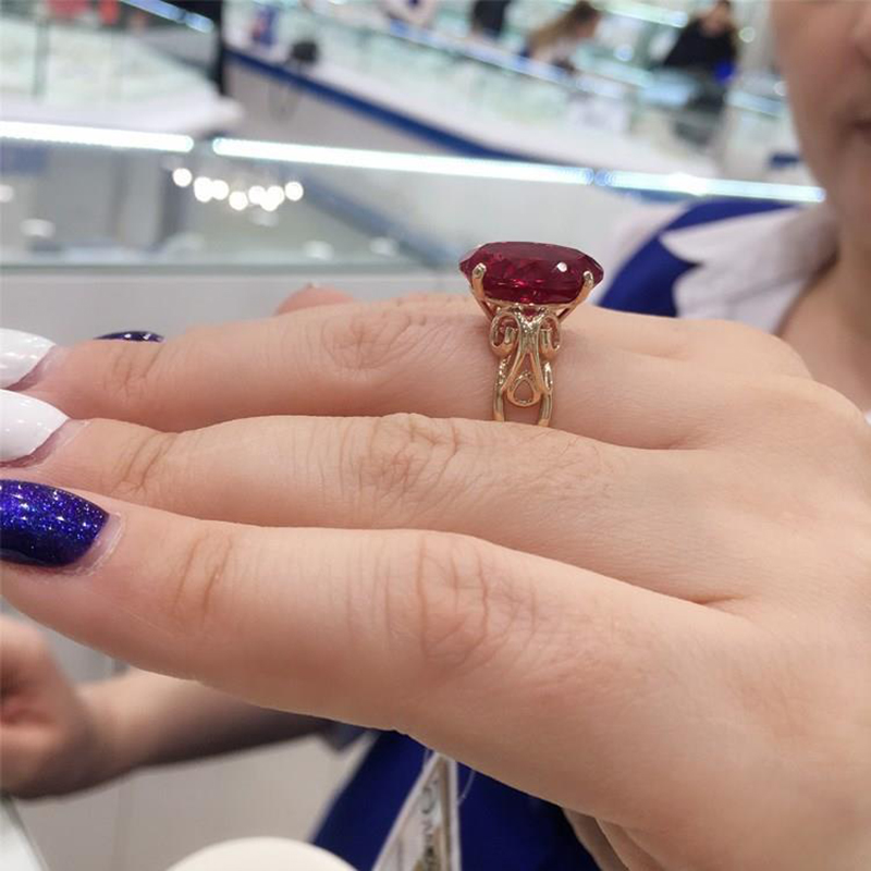 585 Purple Gold Oval Ruby engagement rings for women 14K Rose Gold Plated Classic Light Luxury Wedding Party High Jewelry