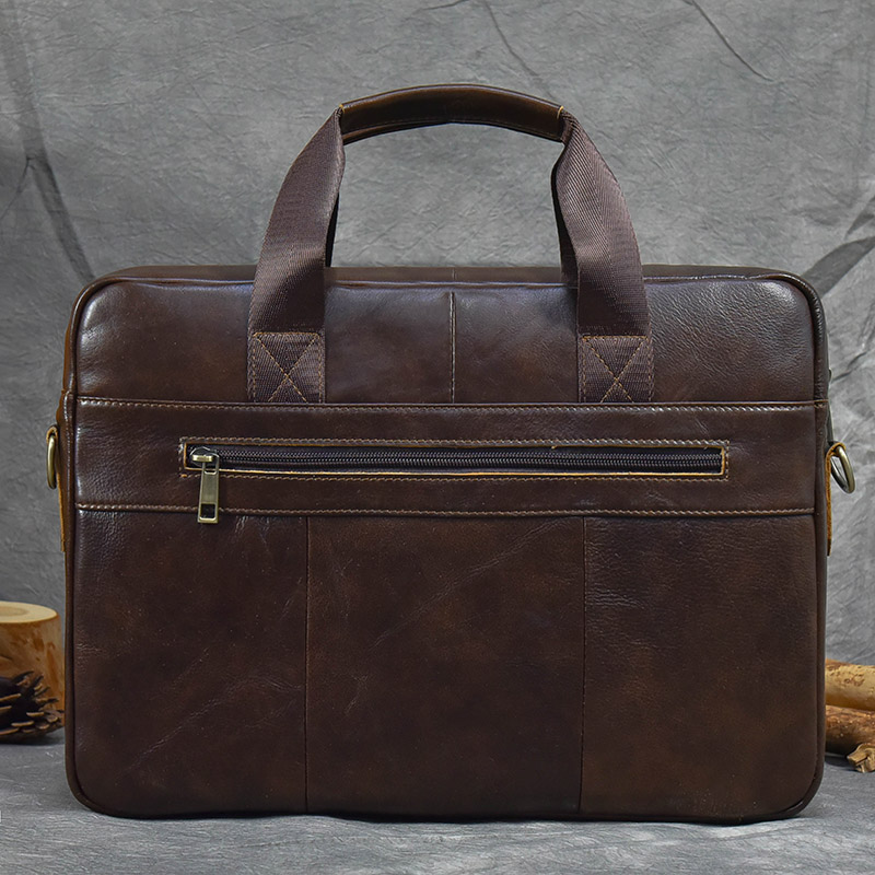 Luufan Genuine Leather Men's Briefcase Fit 15" PC Business Handbag Real Leather Male Laptop Bag Man Crossbody Bag Black Brown