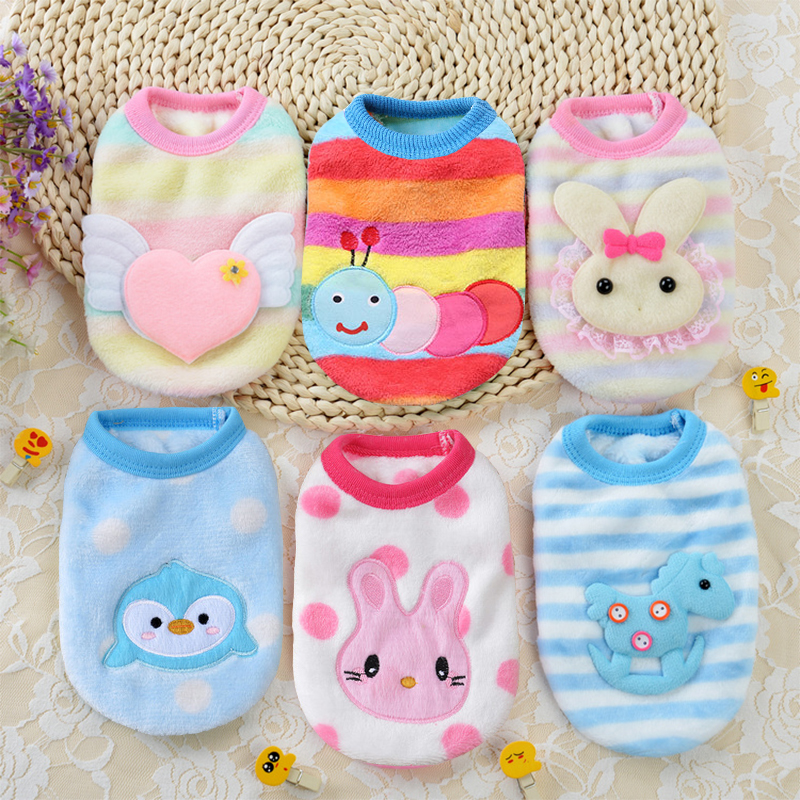 Cartoon Puppy Vest Clothing Warm Dog Clothes Chihuahua French Bulldog Winter Dog Coat For Small Dogs Pet Cat