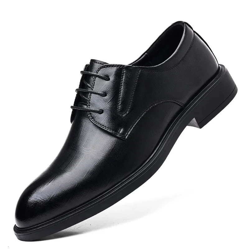 3 6 8cm Heel Mens Dress Shoes er Cow Leather Increase Casual Spring Autumn Black Platform Wedding Shoes Male 241108