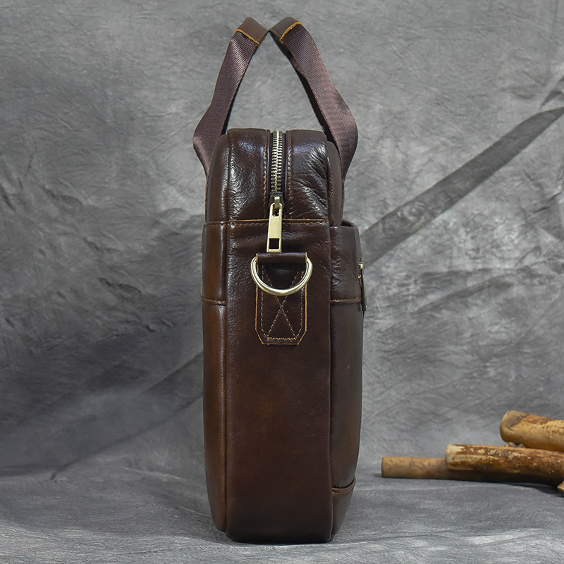 Luufan Genuine Leather Men's Briefcase Fit 15" PC Business Handbag Real Leather Male Laptop Bag Man Crossbody Bag Black Brown
