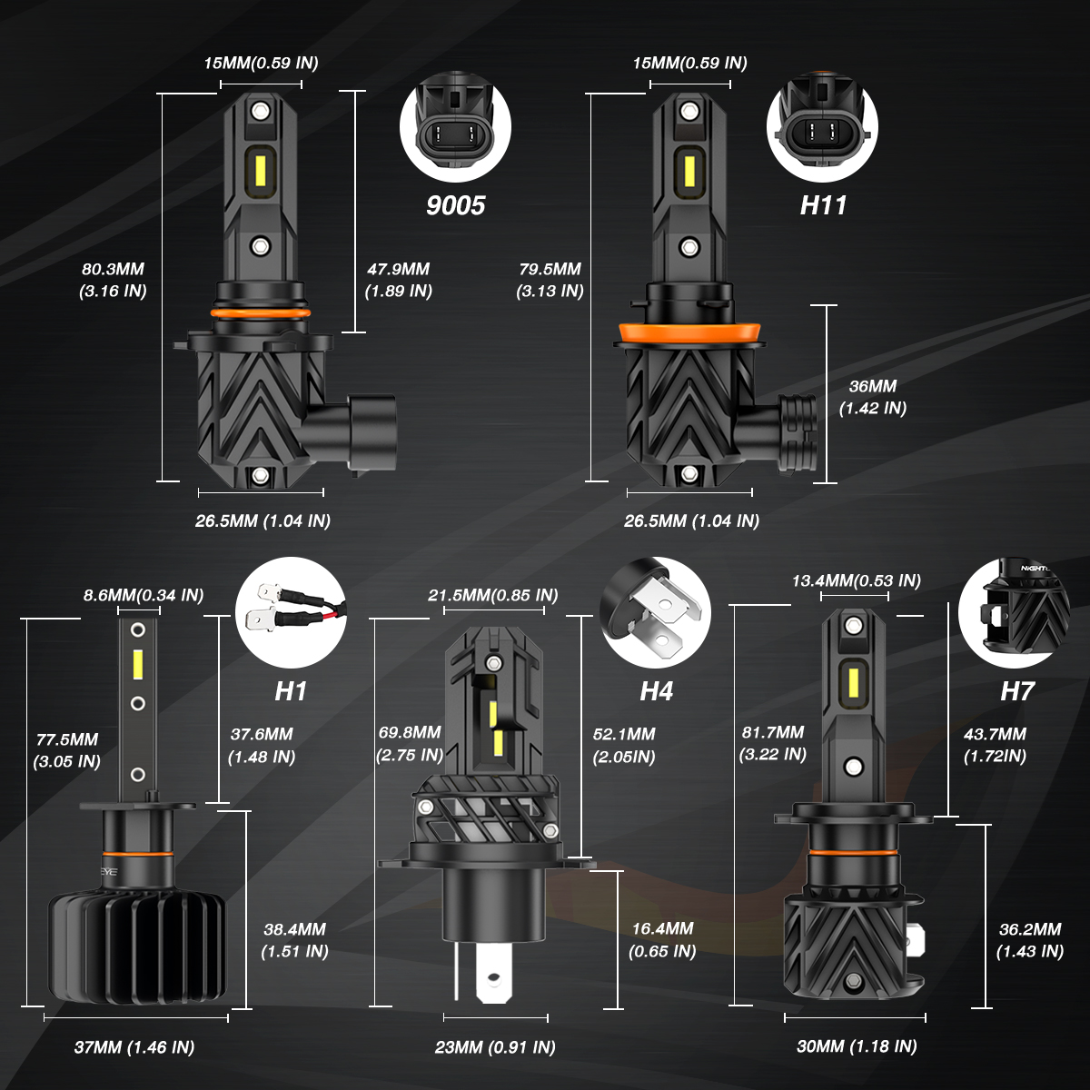 new NIGHTEYE Car Lamps H7 LED H4 H11 H8 H9 H1 9005 HB3 9006 HB4 Car Headlight Bulbs 50W 2025 10000LM 6000K White Plug and Play Headlamp