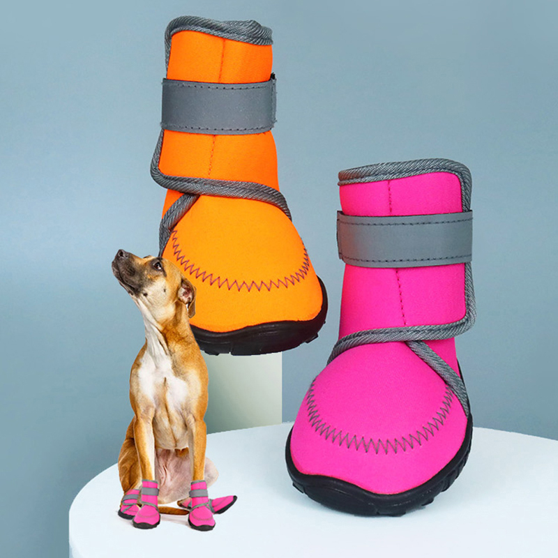 Waterproof Anti Slip Dog Shoes For Small Dogs Chihuahua Puppy Walking Shoes Orange Dog Snow Boots For Medium Dogs Large Dogs