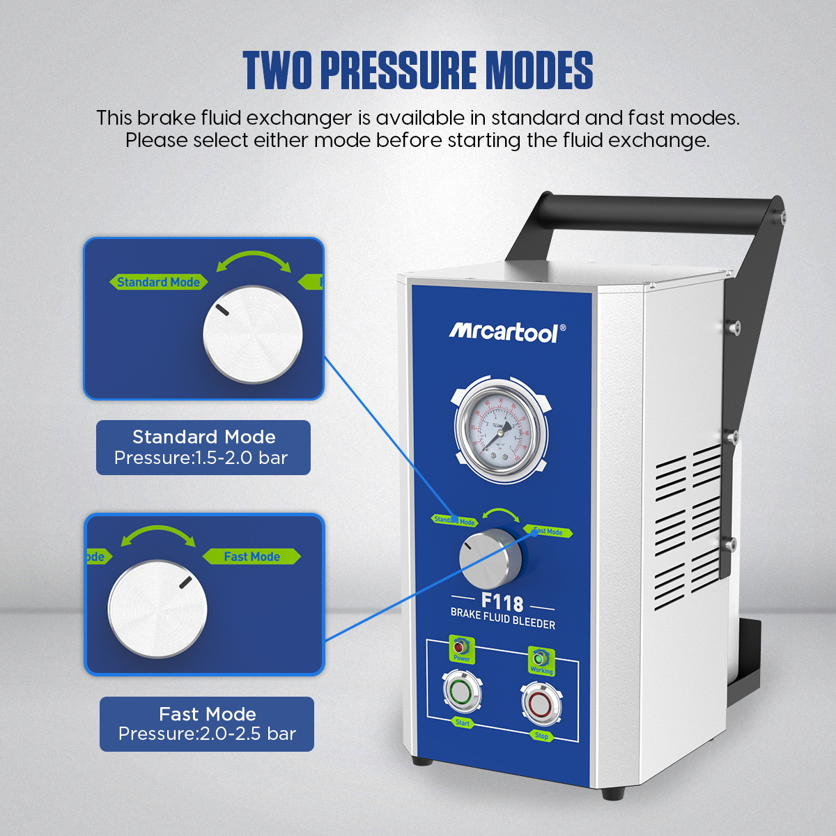 MRCARTOOL Automotive Brake Fluid Extractor 110/220V With Pressure Display Car Pulsating Brake Fluid Bleeder Pump Kit Oil Changer