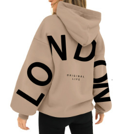 Designer's fashionable personalized printed versatile long sleeved loose hooded sweatshirt for spring and autumn women's wear