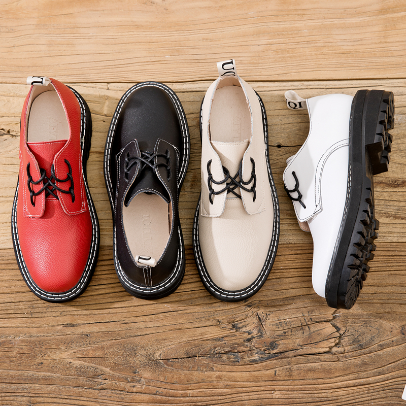 Retro Women Shoes Genuine Leather 2024 New Spring British Style Student Shoes Wild Thick Large Size Ladies Oxford Shoes