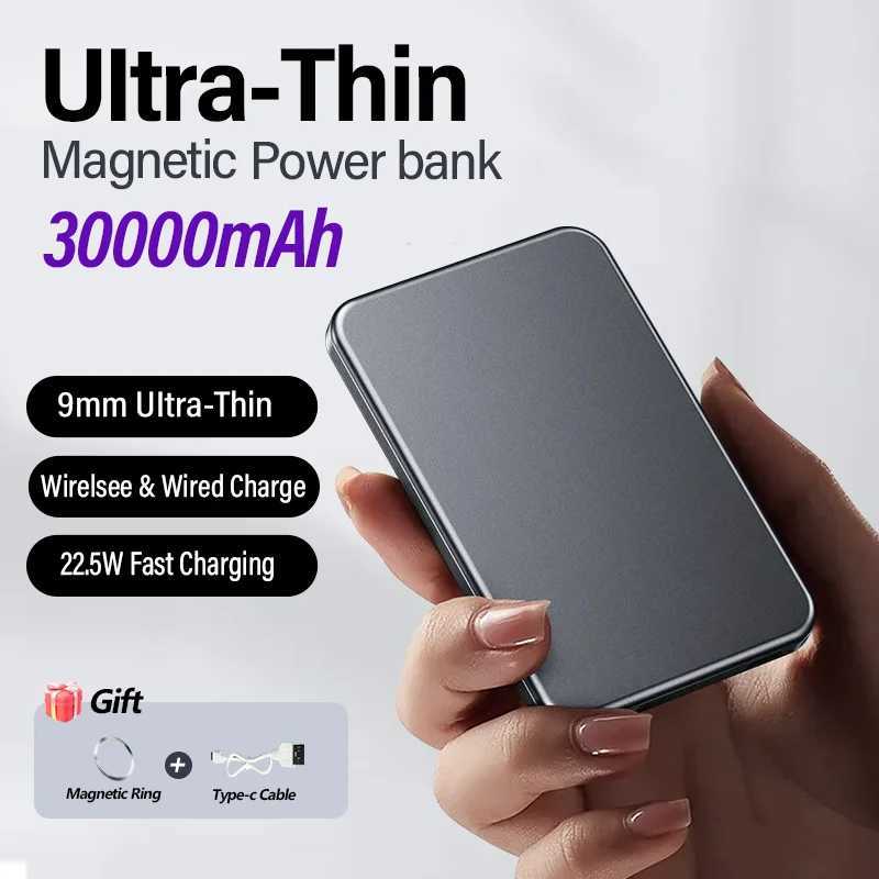 Power bank Magnetic 30000mAh Power Bank Wireless Portable Fast Charger Slim Metal Powerbank External Spare Battery For iPhone 15 14 Xiai Z241108