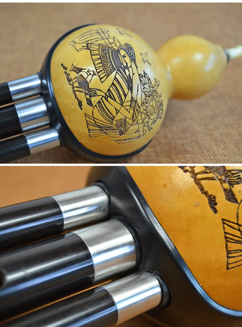 Ebony/Rosewood Pipe ThreeTone Professional Hulusi Flute Gourd Flauta Crashproof Flute Hulusi Folk Instrument Calabash Hulusi