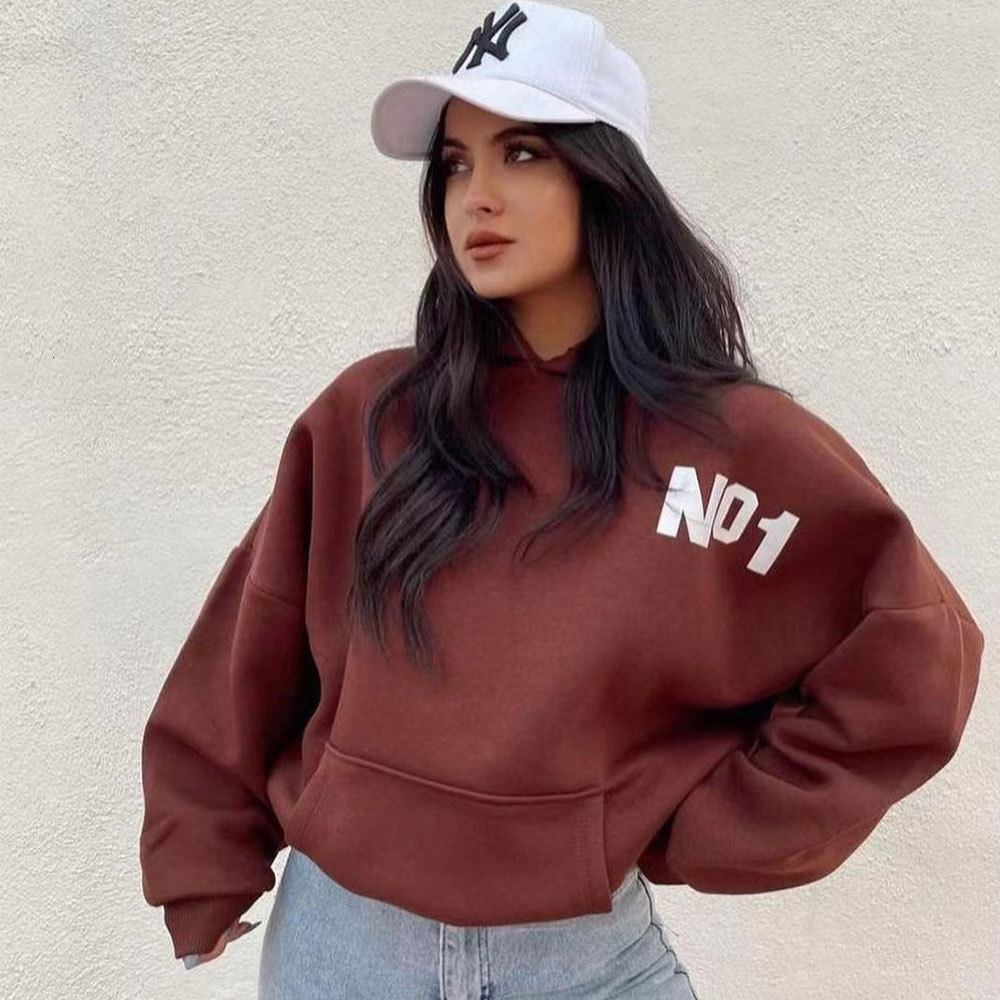 Designer women's long sleeved hooded sweatshirt casual fashion letter printed top explosive