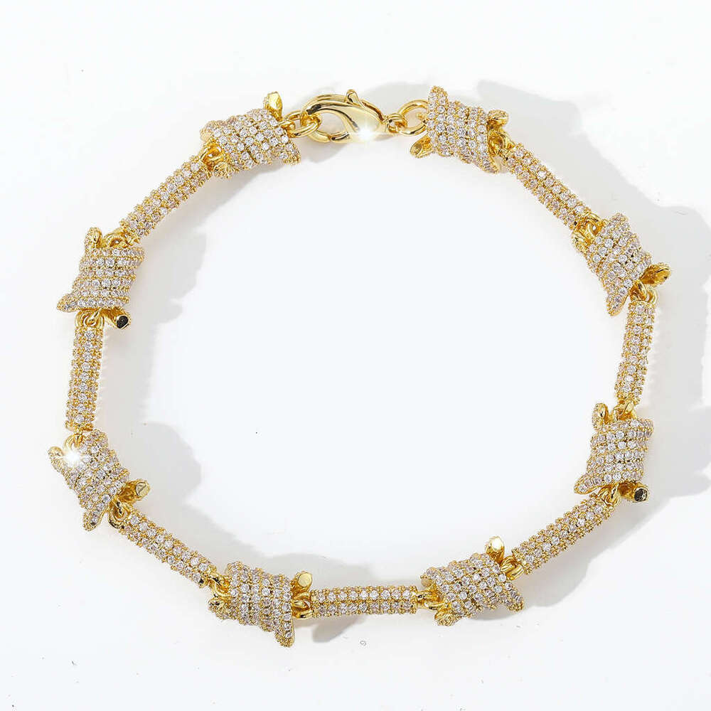 ins wire personalized Cuban chain front back full of jewelry bracelet for men and women's hip hop accessories
