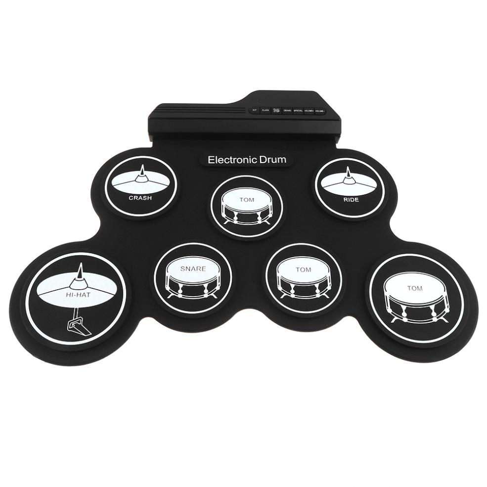 Electronic Drum Digital 7 Pads / 9 Pads Roll up Set Silicone Electric Drum Kit with Drumsticks Sustain Pedal Support USB