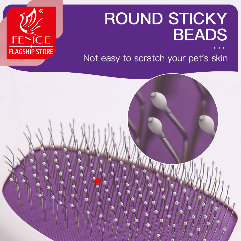 Fenice Pet Grooming Round Head Needle Comb Dog Cat Massage Comb Brush Hair Removal Open Knot Comb