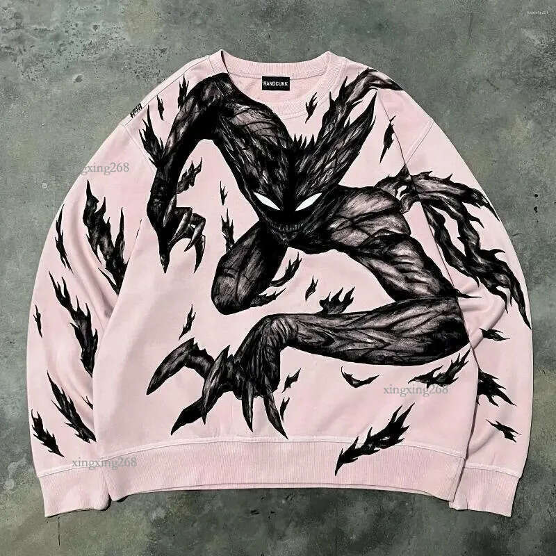 Men's Hoodies Harajuku Eerie Style Graphic Print Streetwear Creative Hoodie Sweatshirt Y2k Oversized Street Tops Women Men Clothing