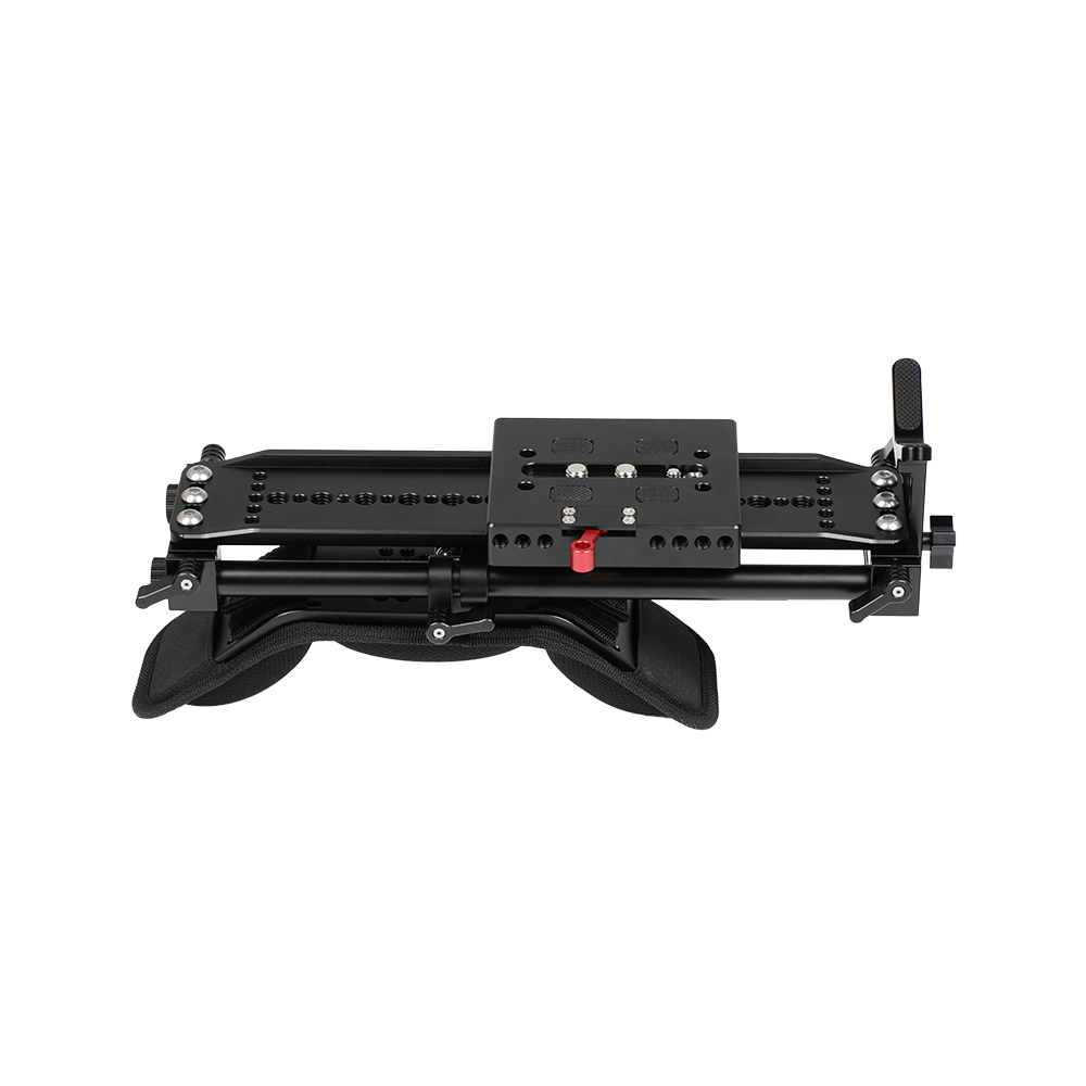 Kayulin ARRI 12" Dovetail Bridge Sled Plate & Quick Release Baseplate & 15mm Rail Rod Support System & Shoulder Pad For DSLR Rig