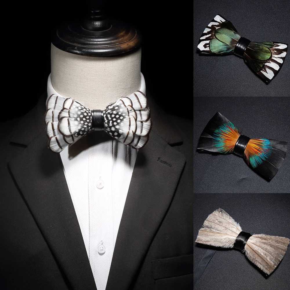 JEMYGINS New Design Mens Wedding Fashion Handmade Feather BowTie Gift for Birtay Party Men Bow Tie Suit AccoriesX241109
