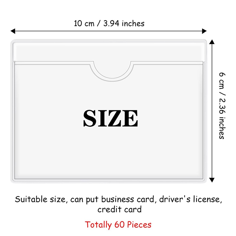 60Pcs Self-Adhesive Label Holder Card Pockets Label Holder Clear Library Card Holders with Top Open for Index Cards