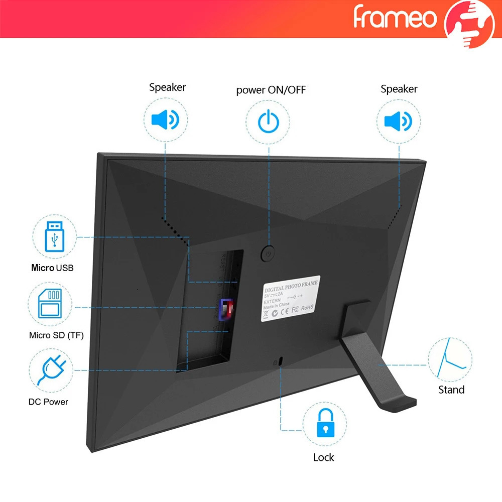 FRAMEO 101 Inch Smart WiFi Digital Po Frame 1280x800 IPS LCD Touch Screen Built in 32GB Memory Good Gift 240401
