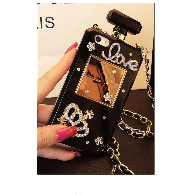 Diamond Crystal Cute Pearl Perfume Bottle Shaped Chain Handbag Case Cover for iPhone14 11 12 13 pro max XS MAX XR 6 7 8PLUS Case