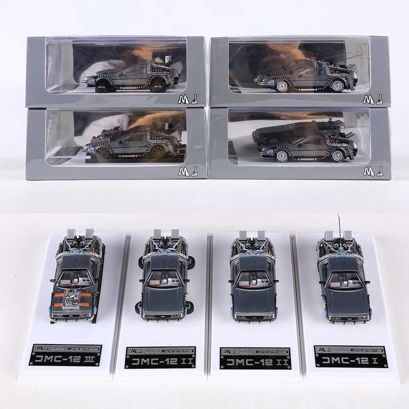 MJ 1 64 DeLorean DMC I II III Back To The Future Time Machine Mr.Fusion Diecast Toy Vehicle Car ModelXJ241109