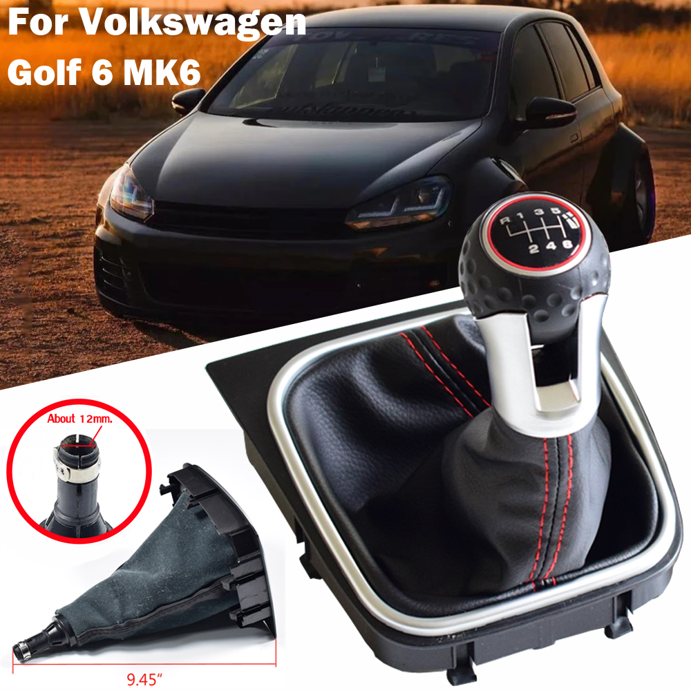 Car 2025 Styling Gear Shift Knob Lever Hand Ball Manual 5 6 Speed For VW Golf 6 6 GTI GTD R20 2009-2013 new Gaiter Boot Leather Cover