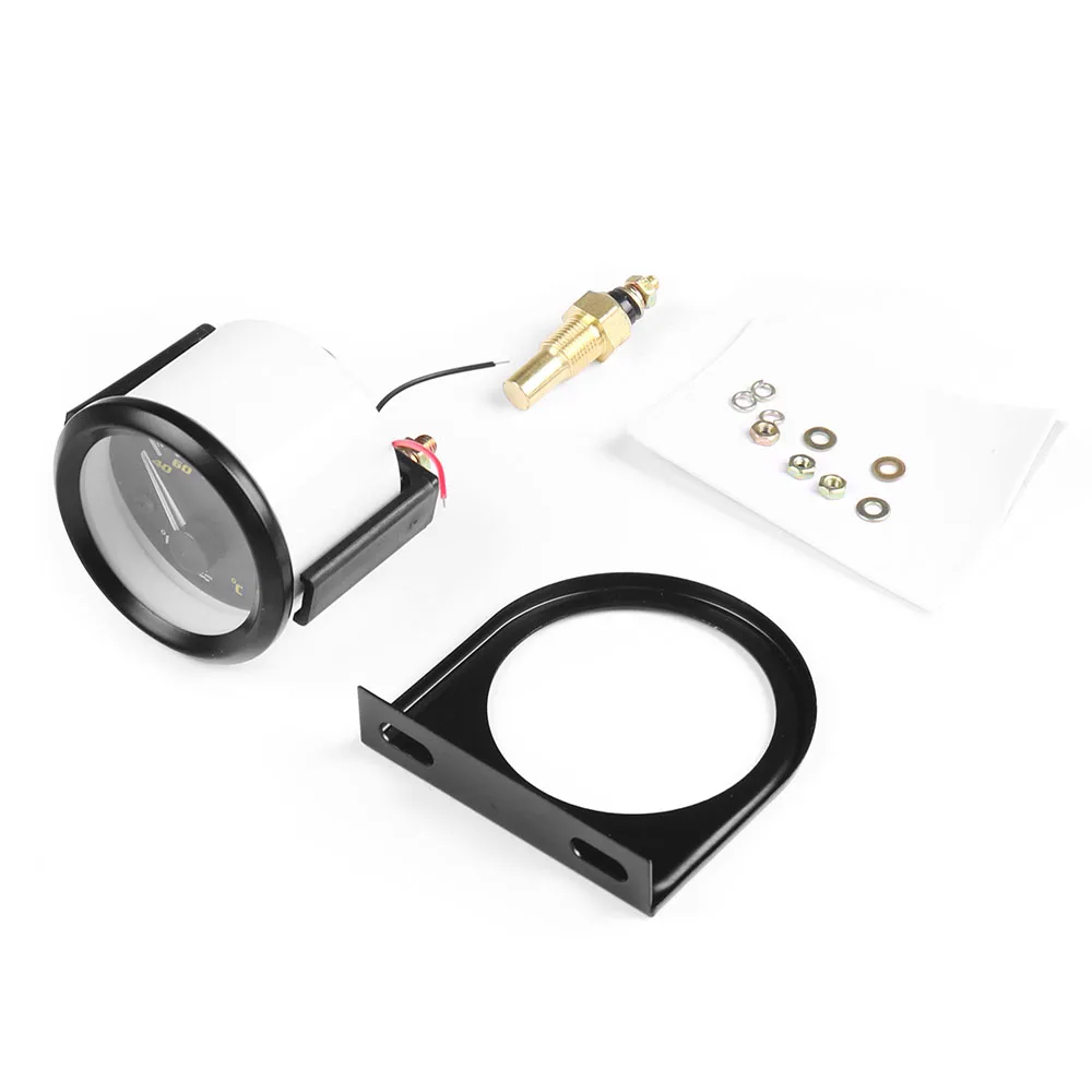 2" 52mm Pointer Water Temperature Gauge 40-120 Celsius /100-250 Fahrenheit With 1/8NPT Water Temp Seal Pipe Sensor Adapter