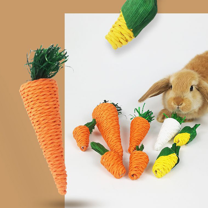 Hamster Rabbit Chew Toy Bite Grind Teeth Corn Carrot Woven Balls Tooth Cleaning