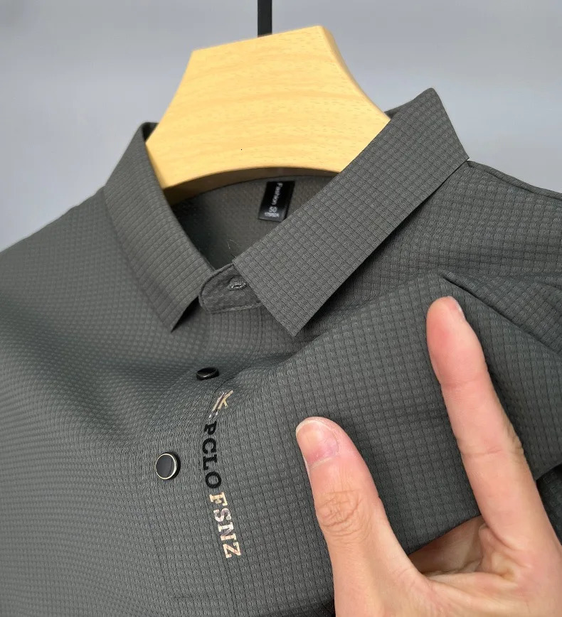 High-end printed Paul shirt Ice silk without trace Cool feeling short sleeve mens lapel T-shirt Business casual polo shirt 240407