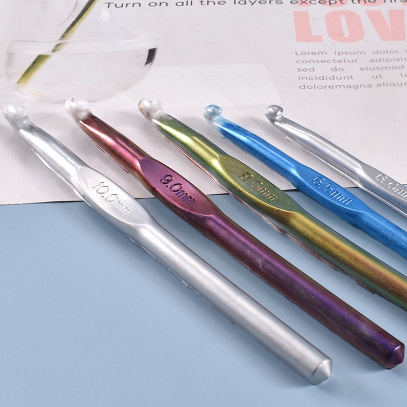 Crochet Hook Crystal Epoxy Resin Mold DIY Knitting Sweaters Tool Silicone Mould F3MD
